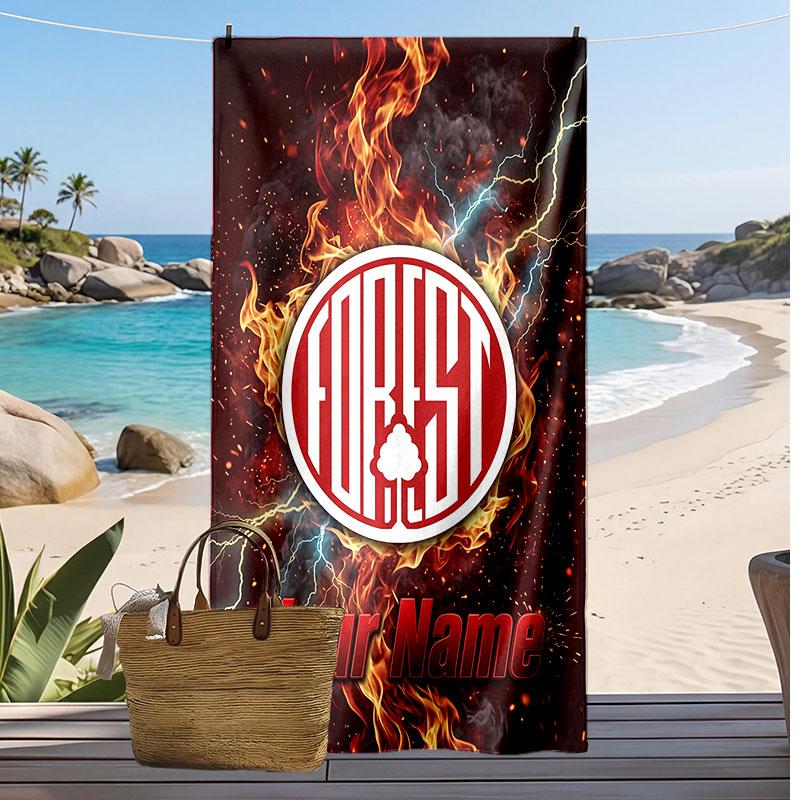 Nottingham Forest FC Personalized Printed Beach Towel Soccer Logo Support Custom Name Text Absorbent Towel For Sport Travel Special Gift