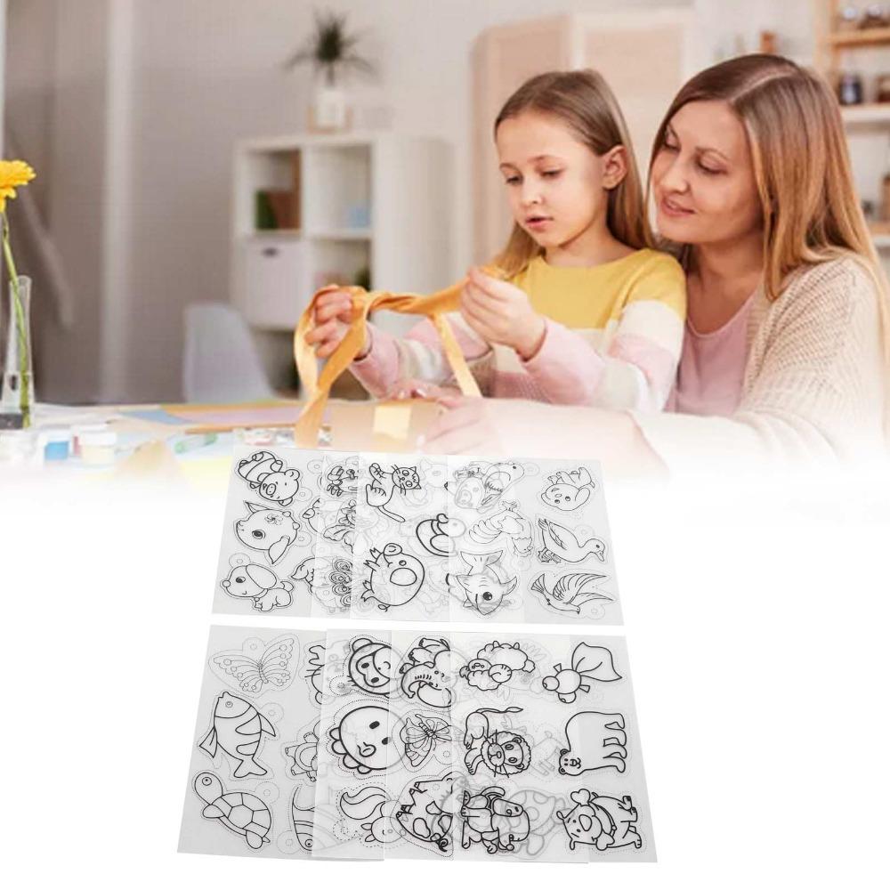 8pcs Different Patterns Heat Shrink Sheets Hand Painted Shrink Art Paper DIY Ornaments