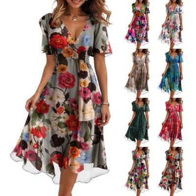 Женское повседневное и модное однотонное платье с V-образным вырезом и застежкой-молнией на талии