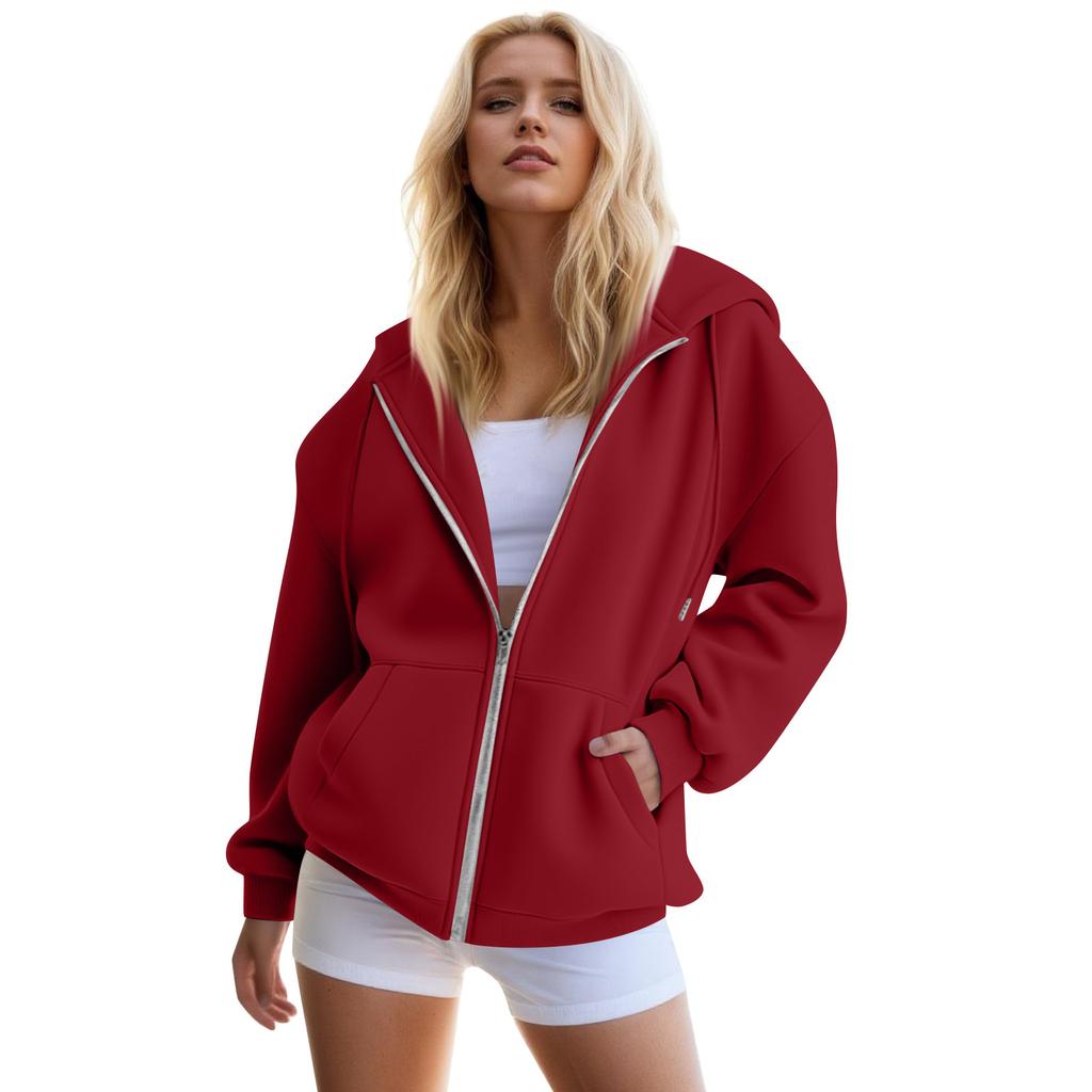 Womens Zip Up Hoodies Oversized Sweatshirts Fall Fashion Outfits Casual Jackets