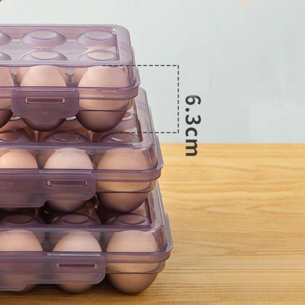 Plastic Egg Storage Box 6/15/24 Grids Space Saving Refrigerator Egg Organizer with Lid Anti-collision Egg Protector for Kitchen