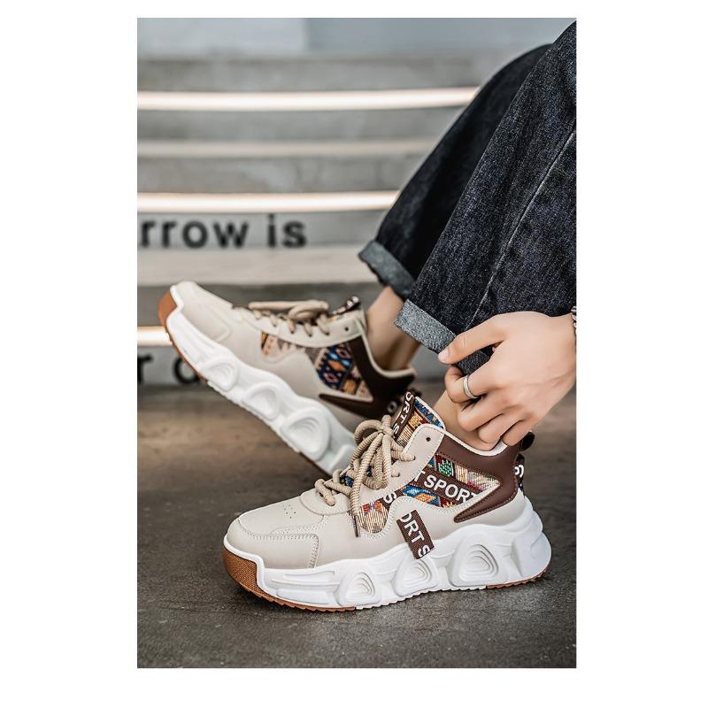 Men's Spring Thick-Soled Work Martin Boots, Unique Original High-Top Dad Trendy Sports Footwear For Students.