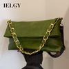 IELGY Women's Large-capacity Chain Mail Carrier Armpit Bag, Retro Soft Leather Shoulder Messenger Bag
