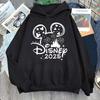 Толстовки с принтом Поездка в Дисней 2025 Мода Женская Повседневная одежда Длинный рукав Белый Пуловер Кавайный Мультяшный Графический Свитшот