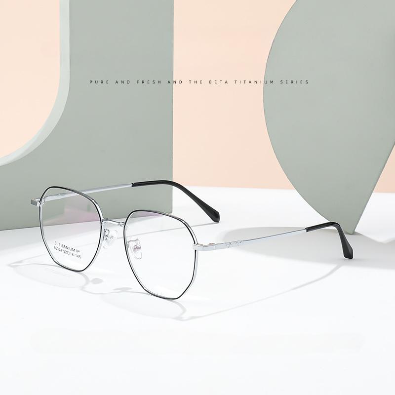 Ultra-light Polygonal Decorative Eyeweae Men Retro Fashion Pure Titanium Optical Prescription Glasses Frame Women