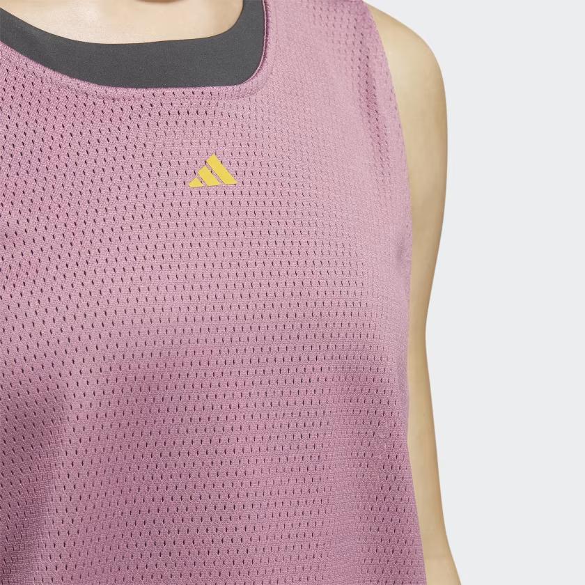 Adidas Логотип сетчатый дышащий круглый вырез без рукавов жилет женский топ розовый IJ5243