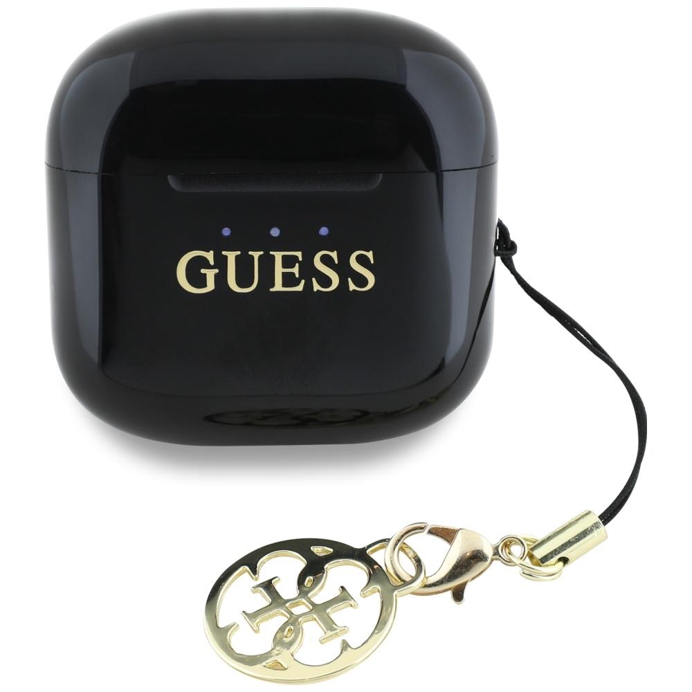 Tws Headphones Guess Glossy Effect        Printed Classic Logo & Charm Black