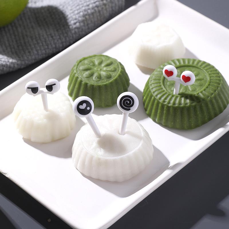 10Pcs/Box Eye Fruit Fork Food Grade Plastic Mini Cartoon Kids Cake Fruit Toothpick Bento Lunch Bento Accessories Party Decor