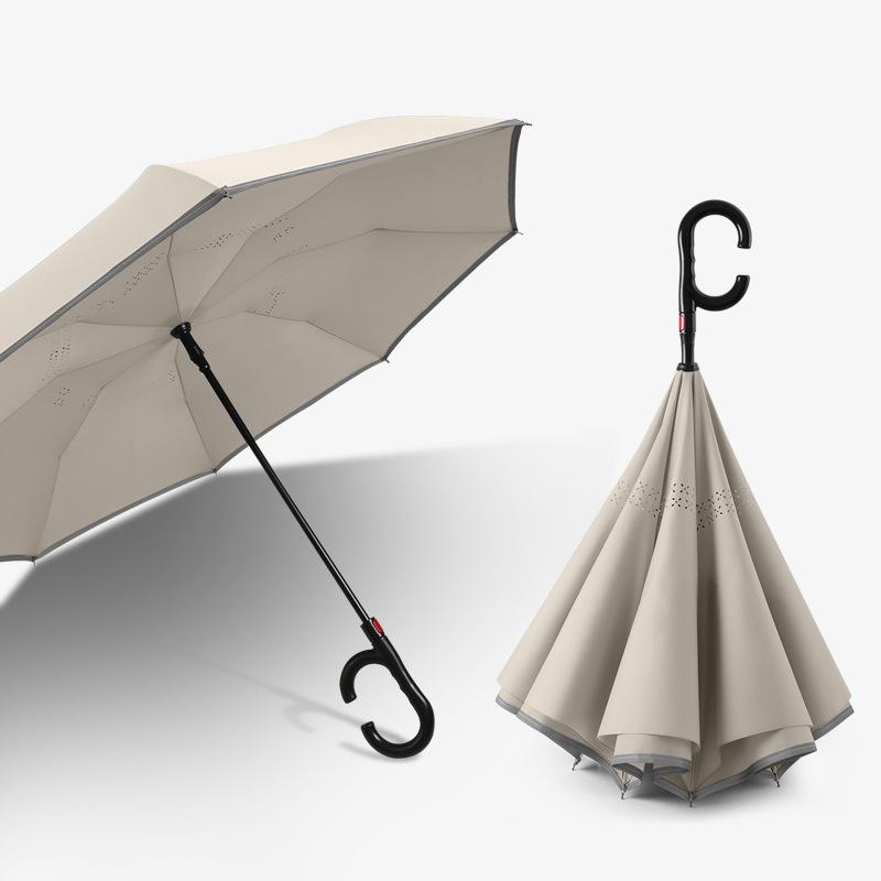 C-type Double-Layer Automatic Reverse Umbrella: Sunshade & Rain Protection, Large for Sunny/Rainy Days