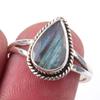 Кольцо из чистого серебра 925 пробы с натуральным лабрадоритом, размер 7 J9G08