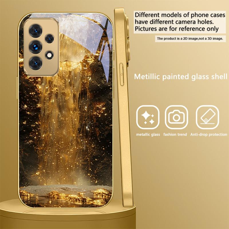 Великолепные пейзажи Для Samsung A 31 32 A33 A34 35 14 A15 13 A16 25 26 50 52 53 54 55 56 70 71 72 73 Золотой стеклянный чехол для телефона