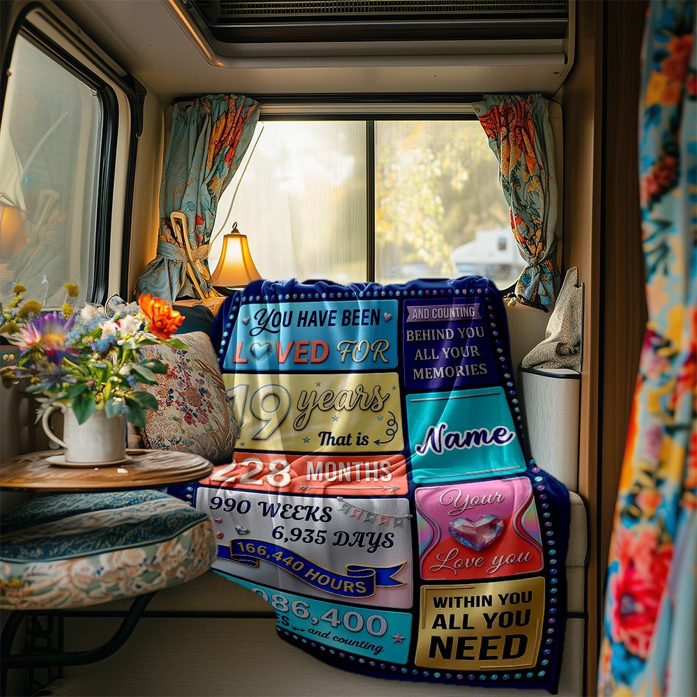 Happy 19Th Birthday Personalized Blanket Customize Your Name Soft Cozy Suitable For Picnics Outdoor Travel And Camping Sofa Office Four Seasons