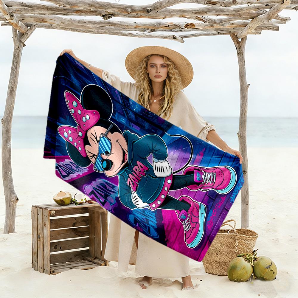 Minnie Mouse Party Decorations Beach Towel Super Soft & Absorbent Comfortable Lightweight Perfect for Traveling Yoga Camping and Swimming