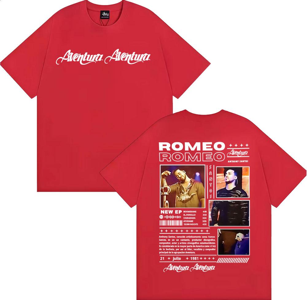 Rapper Romeo Anthony Santos Tour 2026 Merch Tshirts Unisex Women Fashion Hip Hop Street T Shirt Cotton Casual High Quality Tshirt