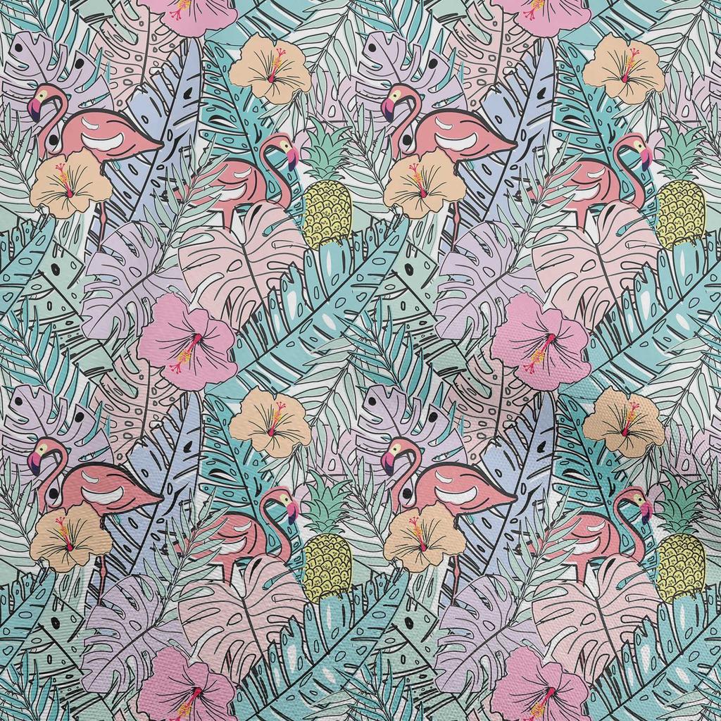 oneOone Cotton Flex Dusty Teal Green Fabric Tropical Flamingo Sewing Fabric By The Yard Printed Diy Clothing Sewing Supplies 40 Inch