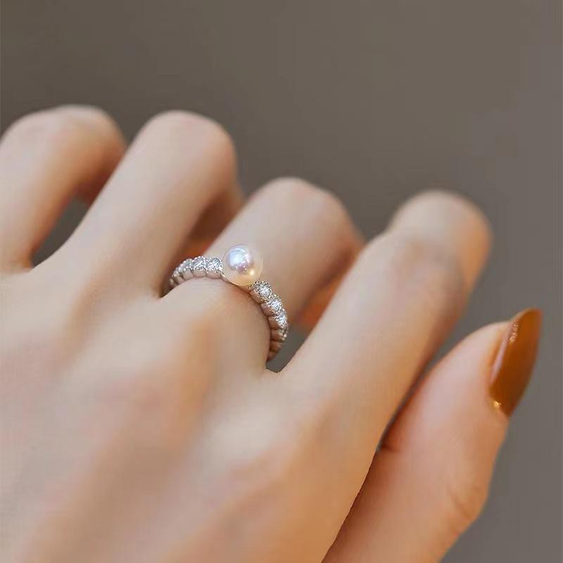 Темпераментное очаровательное пресноводное жемчужное кольцо высокого класса индивидуальность легкое роскошное нейтральное многослойное кольцо на указательный палец холодный ветер простой стиль
