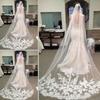 3 Meter Bridal Veil Lace Applique Metal Comb Fixing Ultra Long Bridal Drop Veil for Wedding Ivory