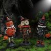 Halloween Pumpkin Puppet Decoration, Resin Carving Owl Black Cat Statue, Halloween Home Indoor and Outdoor Garden Decorations