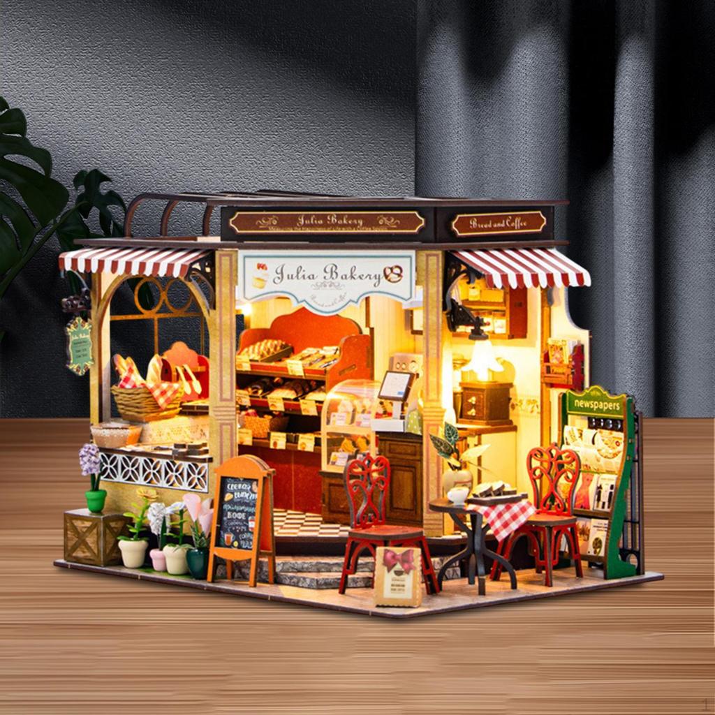 DIY Wooden Miniature Building Kits Mini House Making Collectibles Display Handmade Tiny
