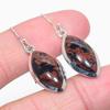 Натуральный Махагоновый Обсидиан Драгоценный Камень 925 Стерлинговое Серебро Серьга 1.50" M6f57