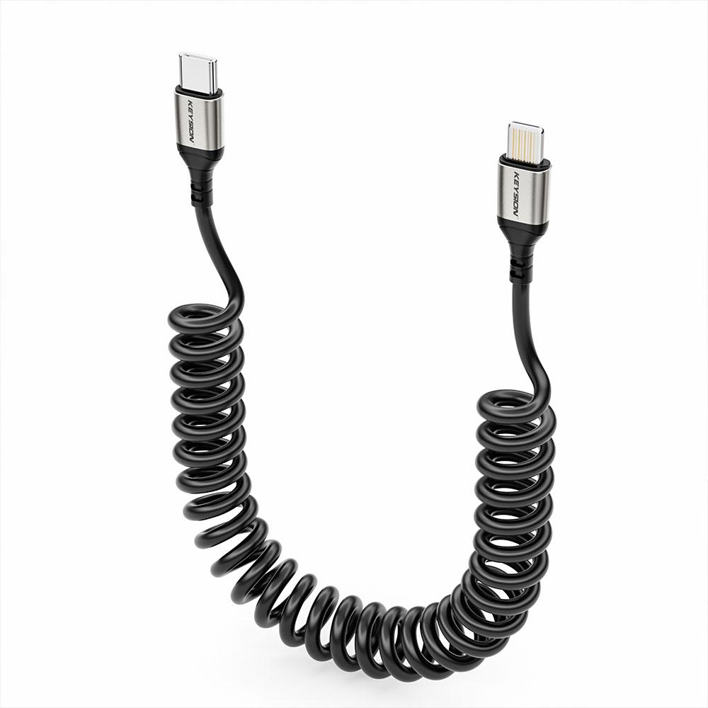 KEYSION PD 27W автомобильный пружинный кабель передачи данных USB Type C To L провод для быстрой зарядки iPhone 14 11 12 13 Pro Max X XR XS 8 7 SE 2 IOS iPad