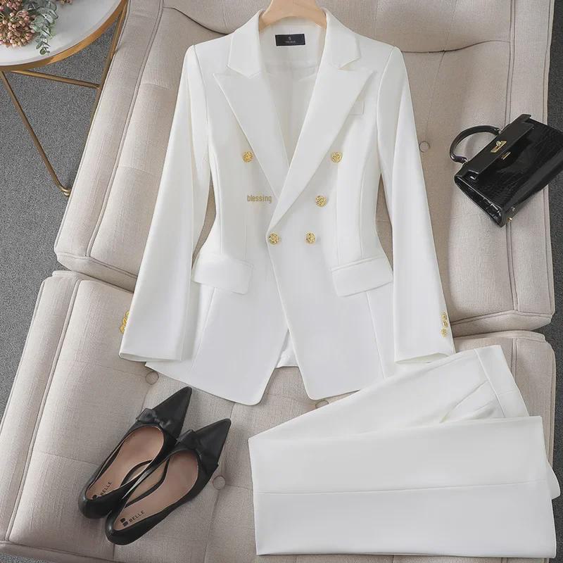 European & American Fashion Slim Suit Jacket with Metal Lion Head Buckle