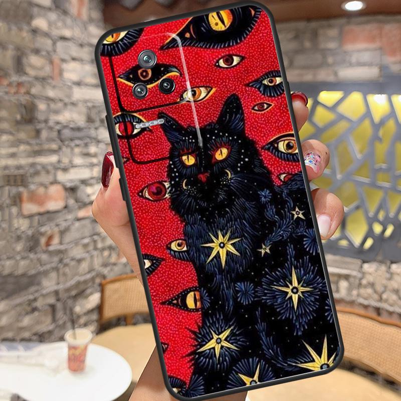 Чехол-книжка Смерть Таро Кот для Xiaomi 13 14 15 Ultra 11T 12T 13T 14T Pro POCO X7 Pro X3 X5 X6 M6 F5 F6 Pro