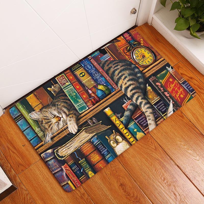 Cute Cat Rug Welcome Entry Mat Can Be Used for Bedrooms Kitchens Pets Dirt Resistant Durable Rugs Home Decoration Carpet Gift
