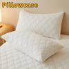 2pcs Solid Color Quilted Pillow Case Breathable Pillow Cover Waterproof Pillowcase  Bedroom