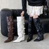 New European and American Style Pointed Thick Heel High Boots Four Seasons Versatile Belt Buckle Side Zipper Super High Heel Women's Fashion Boots