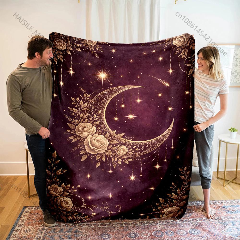 Golden roses starlight night sky Print Adult Children Warm Blankets Home Travel Car Soft Comfortable Suitable for all seasons