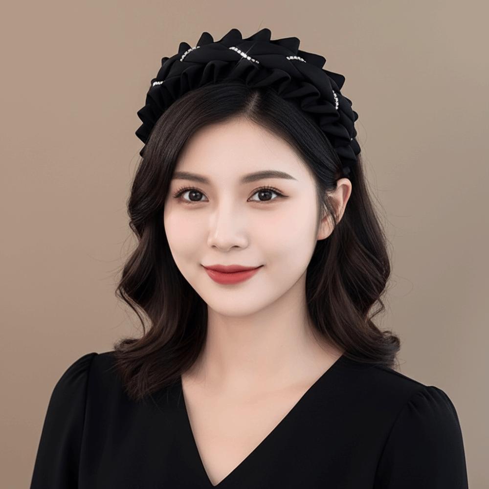 Cloth Women Hair Hoop Wide Wrinkle Headband Fashion Black Hairband Women