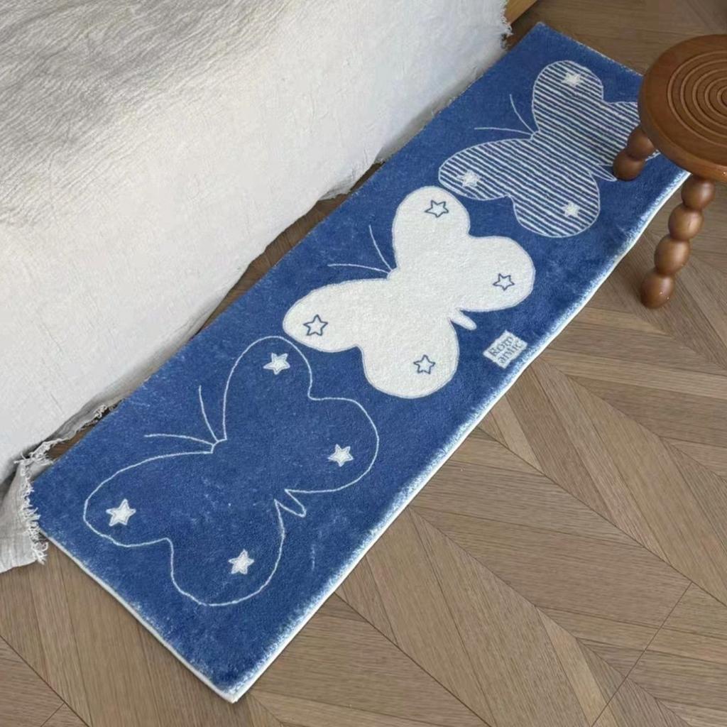 Ins Wind Star Butterfly Carpet Soft Non-shedding Long Strip Bedside Rug Bay Window Pad Corridor Floor Mat Home Decor