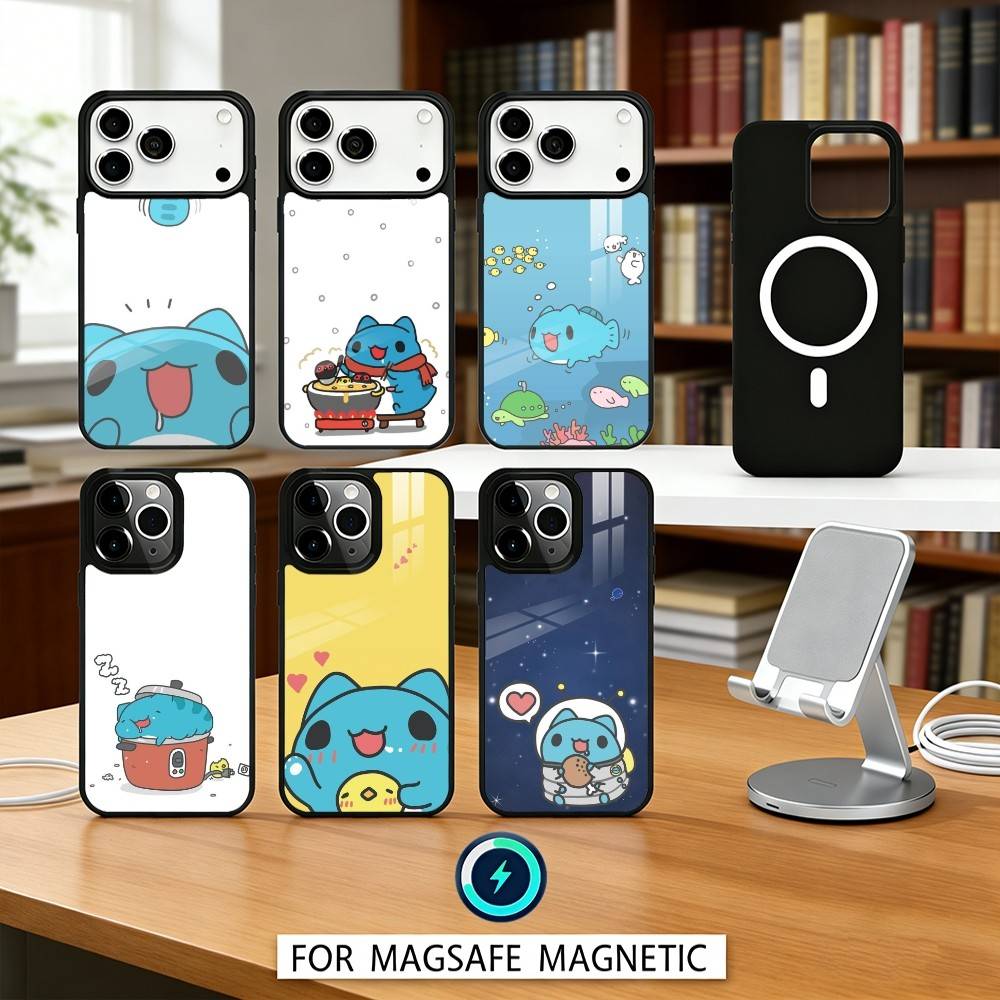 Чехол для телефона Fluffy-Cat B-Bugcat C-Capoo Магнитный Для iPhone17 16 15 14 13 12 Pro Max Для Magsafe Беспроводная зарядка Чехол