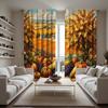 2 шт. HD Праздник урожая Идиллический сельский городок Кленовый лист тыква фрукты занавеска Зеленая завязка цифровая печать занавеска Домашний декор