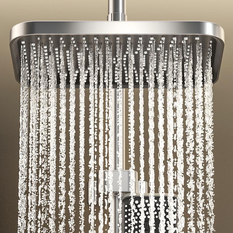 Душевая система Piano Keys Душевой гарнитур для ванной комнаты Серый Черный Ванна Горячий и Холодный Душевой Смеситель Светодиодный Цифровой Медный Кран Душевой Гарнитур