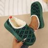 Мода 2025 Зимние Снежные Сапоги Женские Толстая Подошва Теплые Уличные Холщовые Клетчатые Декоративные Ботинки на Шнуровке Круглый Носок Удобные Сапоги Женские