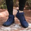 Зимние ботинки босиком для мужчин, водонепроницаемые кроссовки до щиколотки, зимние ботинки, плюшевые походные ботинки, теплая спортивная обувь, большой размер 47, черный