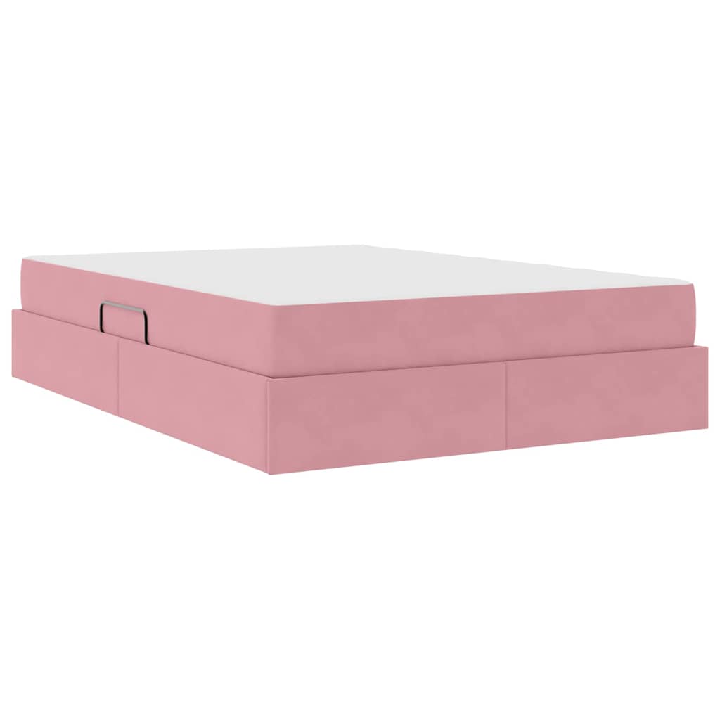 Storage Bed with Mattress Pink 140 x 200 cm Velvet