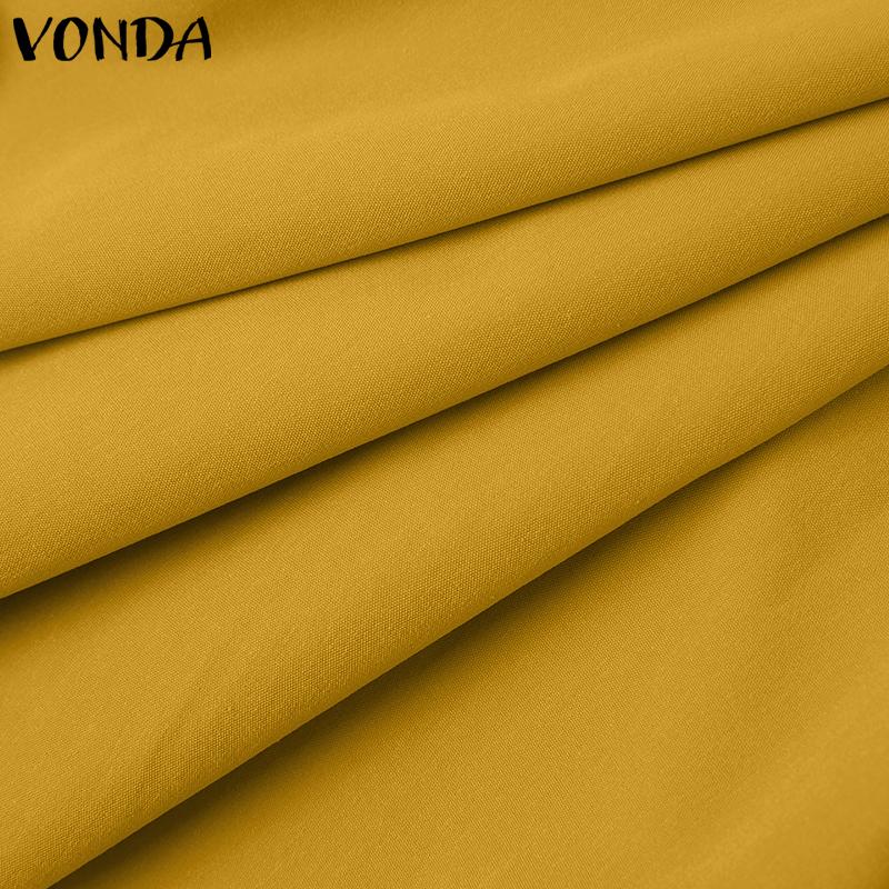 VONDA Women Summer Round Neck Short Sleeve Blouses