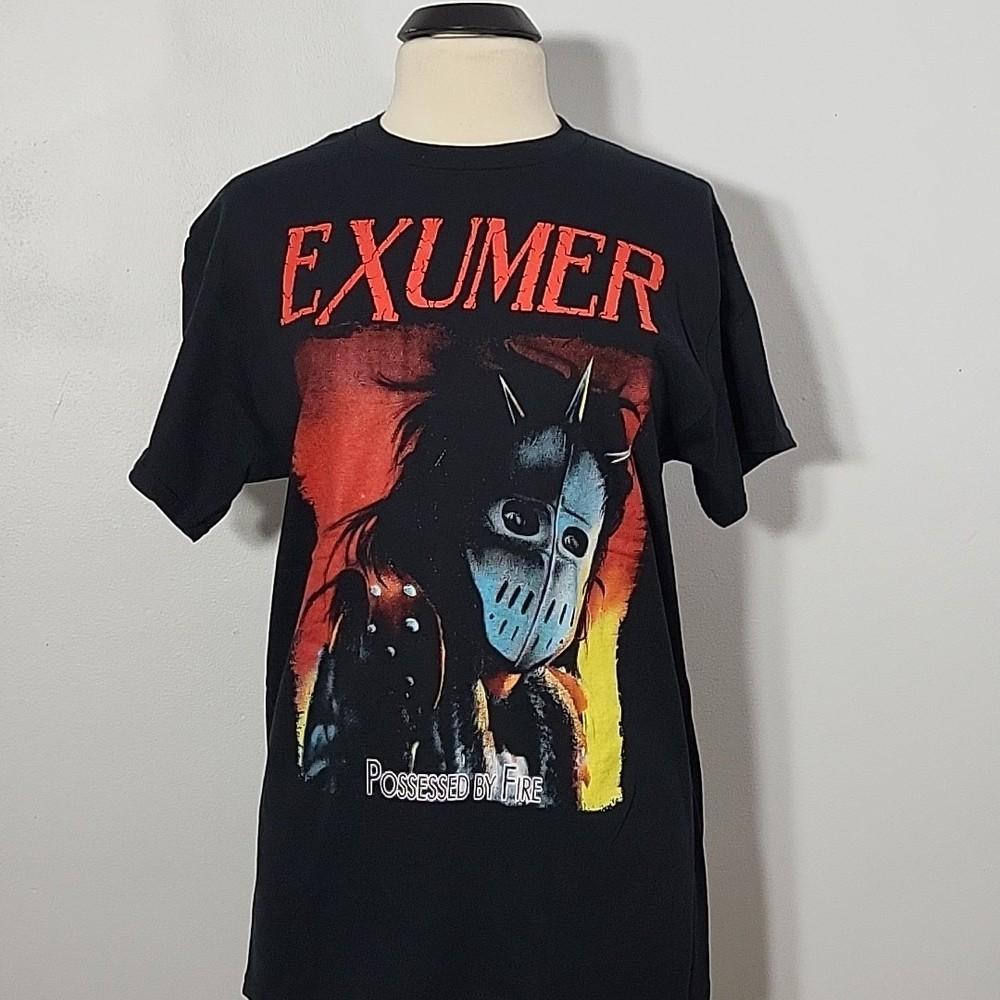 EXUMER Possessed By Fire L LARGE T-Shirt Black Mens Band Logo Unisex T-Shirt