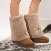 Fashion Shoes for Women New Women's Boots Winter Round Toe Solid Flock Plush Warm Mid Heel Water Proof Casual Snow Boots