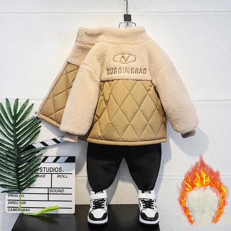 Плюшевая куртка для мальчиков Хлопковая куртка Детская хлопковая куртка Детская осенне-зимняя одежда Куртка
