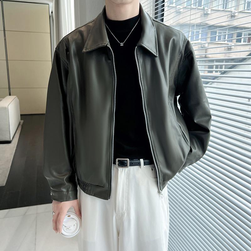 Унисекс ретро байкерская куртка из ПУ кожи с двойной молнией - Корейский стиль, легкая роскошь для осени/зимы