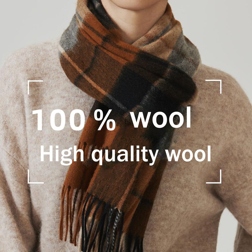 100% шерсть осенне-зимний новый стиль женский шерстяной шарф в британском стиле с высококачественным ощущением, универсальная мужская клетчатая утолщенная шаль с кисточками