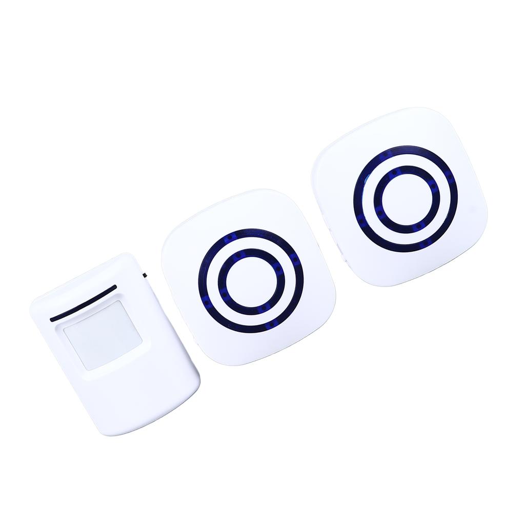 Motion Sensor Doorbell Wireless Door Entry Welcome Bell Plug In Receiver with Two Transmitter for