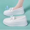 New Women's White Leather Soft Outsole Work Shoes Female Black Swing Shoes Woman Plus Size Wedges Flats Shoes