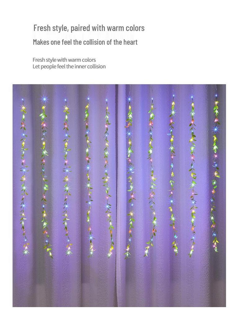 Светодиодные гирлянды из медной проволоки с зелеными листьями, управляемые по USB, для домашнего декора