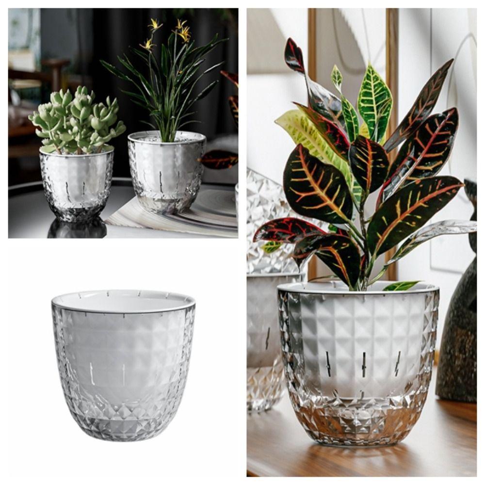 Plastic Succulent Plant Pot Double Layer Hydroponics Plants Pot Self Watering Flowerpot  Indoor