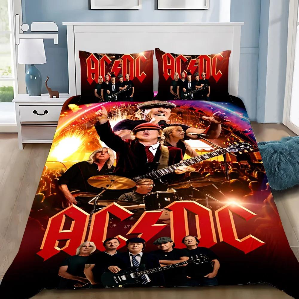 Fashion Ac/Dc Rock Band Duvet Cover Pillowcase Bedding Set Adult Boy Girl Bedroom Decoration Single Double Large Size